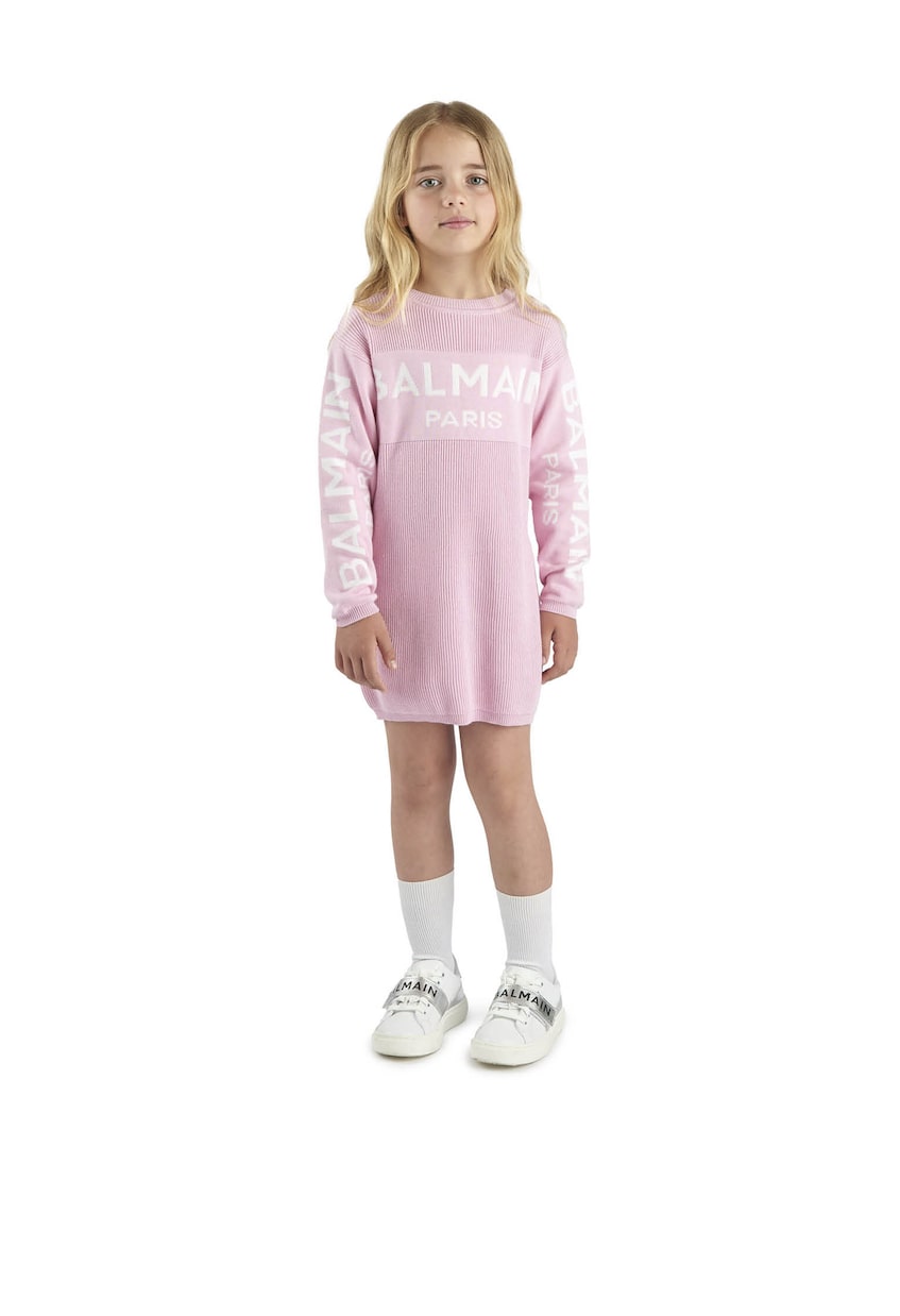 Pulloverkleid aus Baumwolle und Kaschmir | Balmain Kids