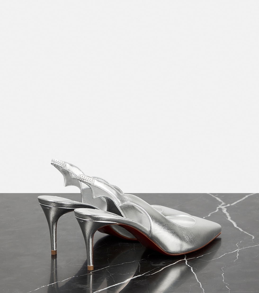 Silver slingback heels sales
