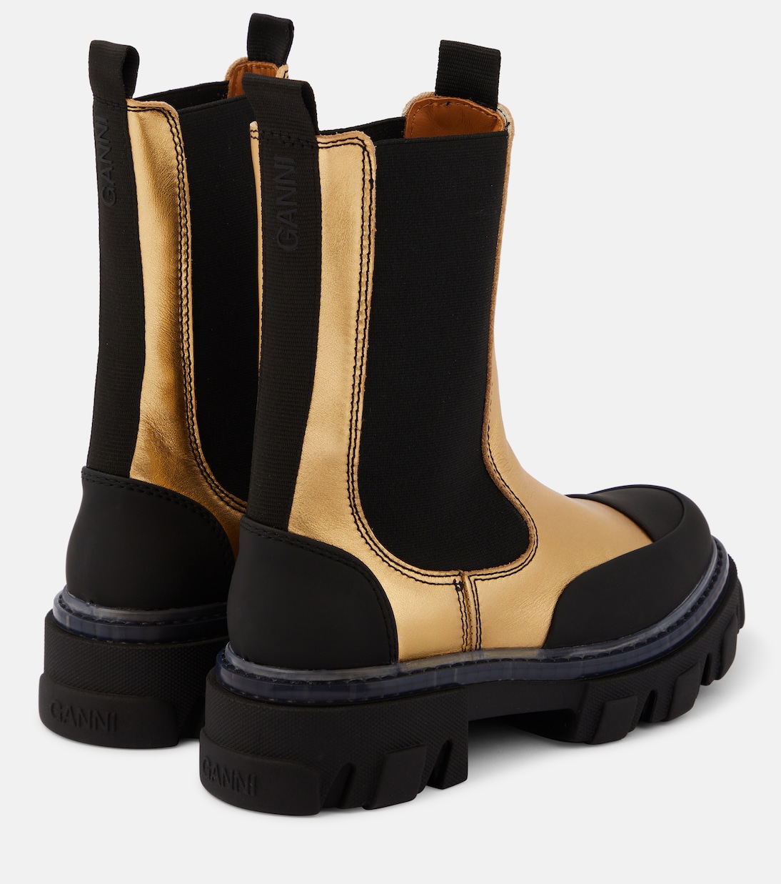 Bottines Chelsea en cuir métallisé | Ganni