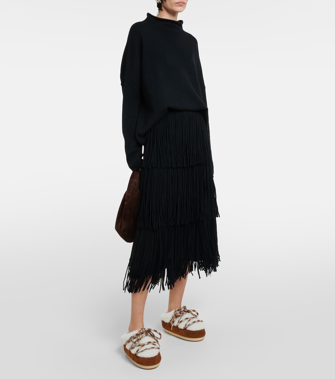 Suede-trimmed shearling mules  | Moon Boot