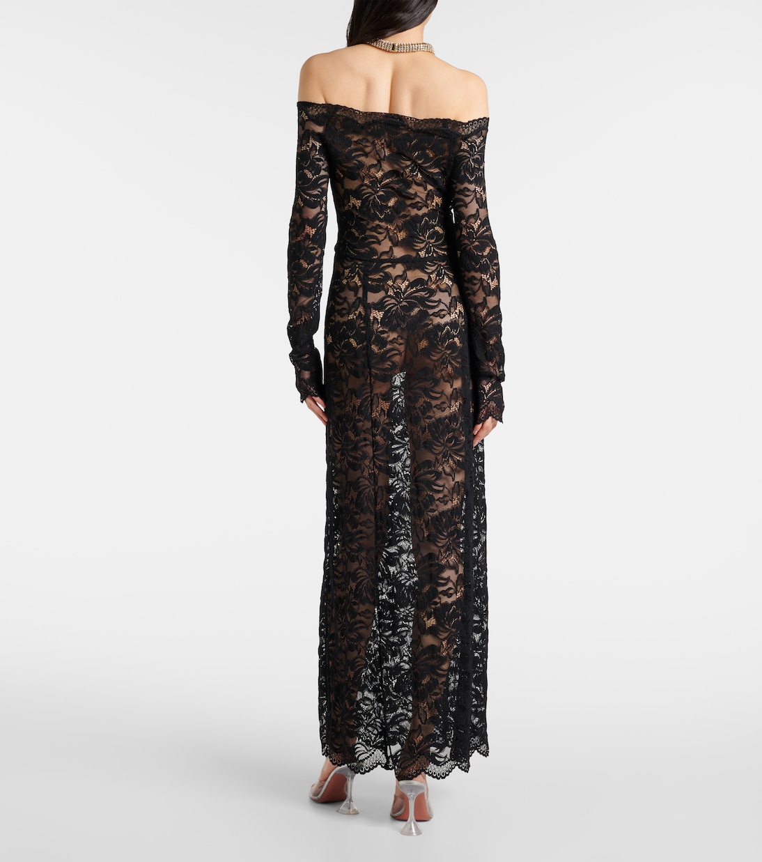 Vestido Largo de Encaje Floral Inspirado en Rabanne para Jóvenes Modernos
