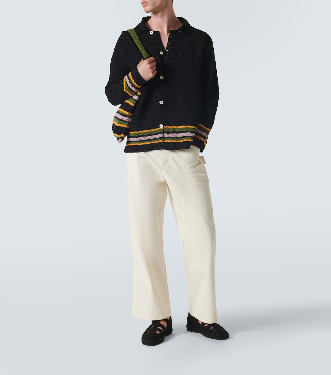 Cardigan Harbor Stripe in crochet di cotone | Bode