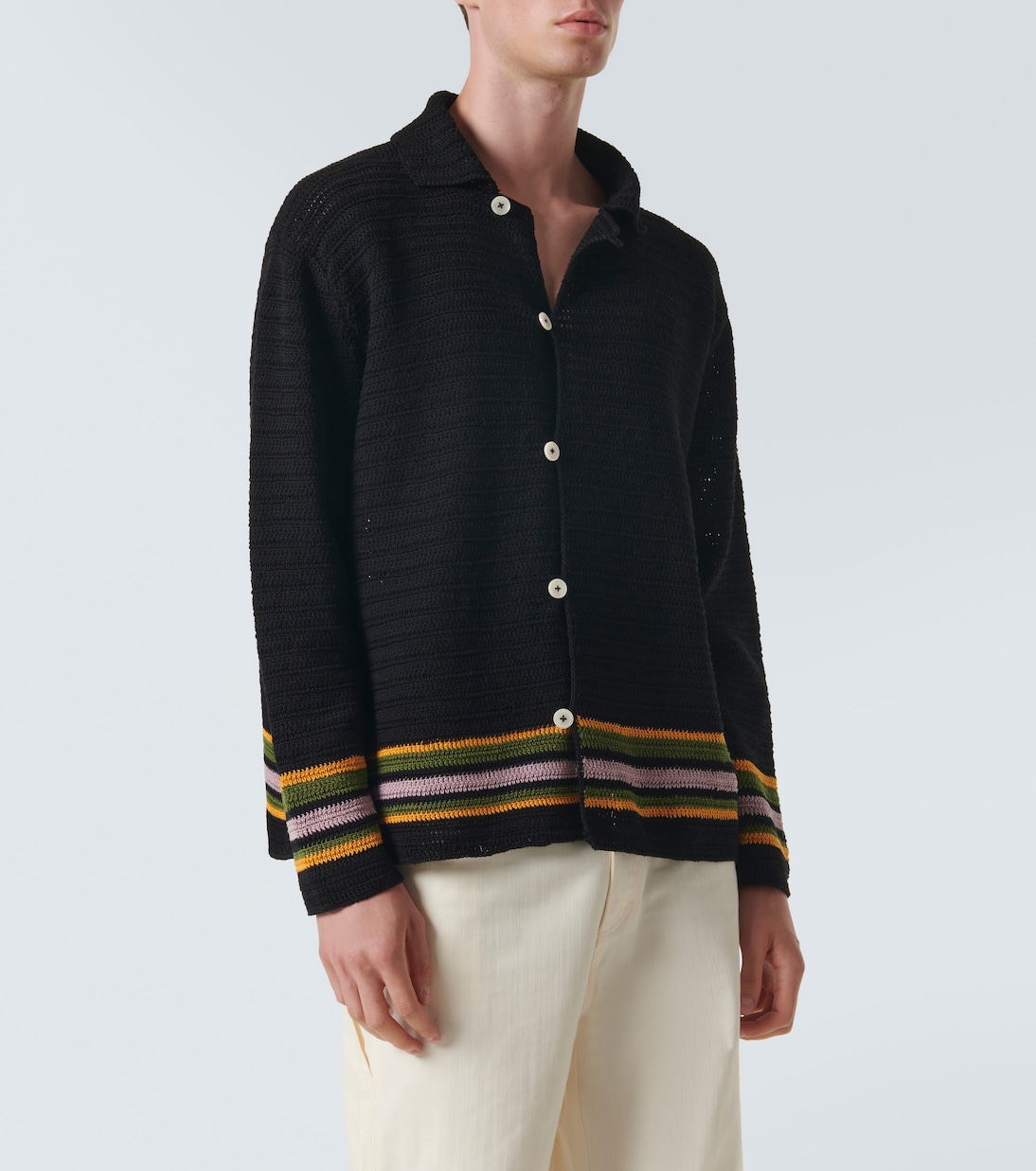 Cardigan Harbor Stripe in crochet di cotone | Bode