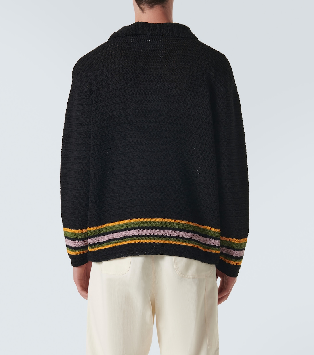 Cardigan Harbor Stripe in crochet di cotone | Bode