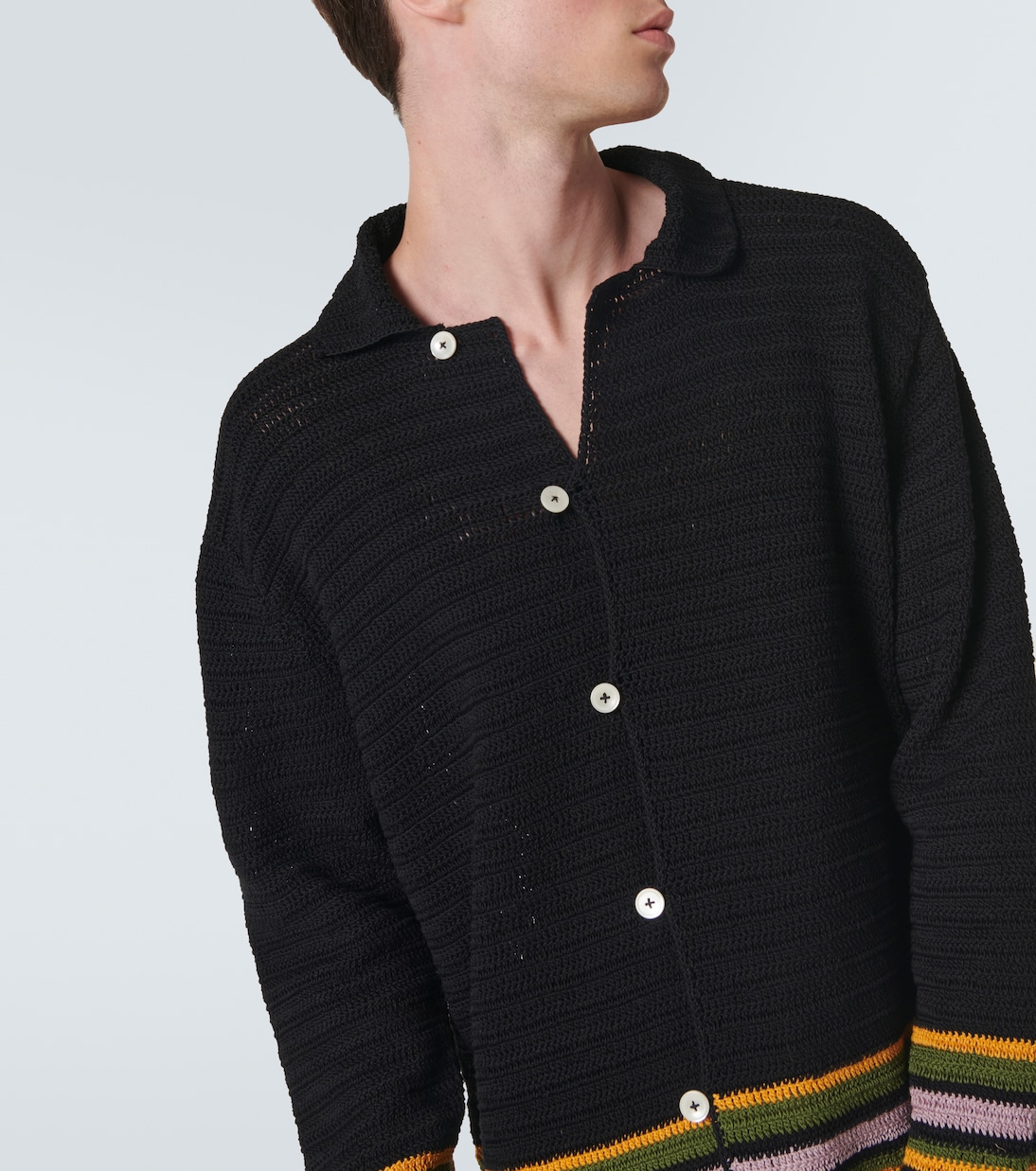 Cardigan Harbor Stripe in crochet di cotone | Bode