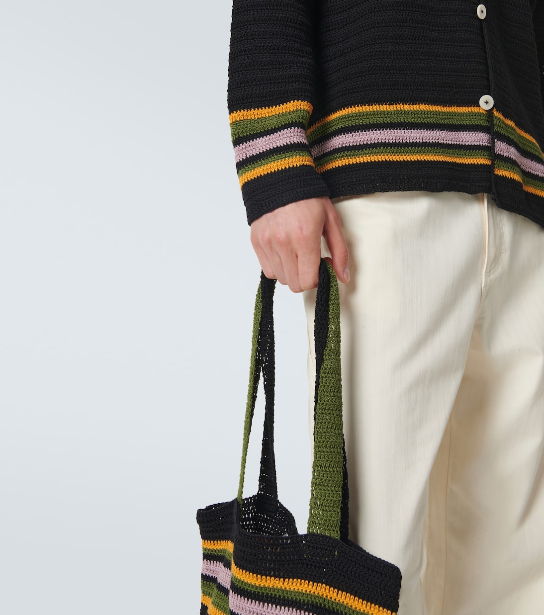 Cardigan Harbor Stripe in crochet di cotone | Bode