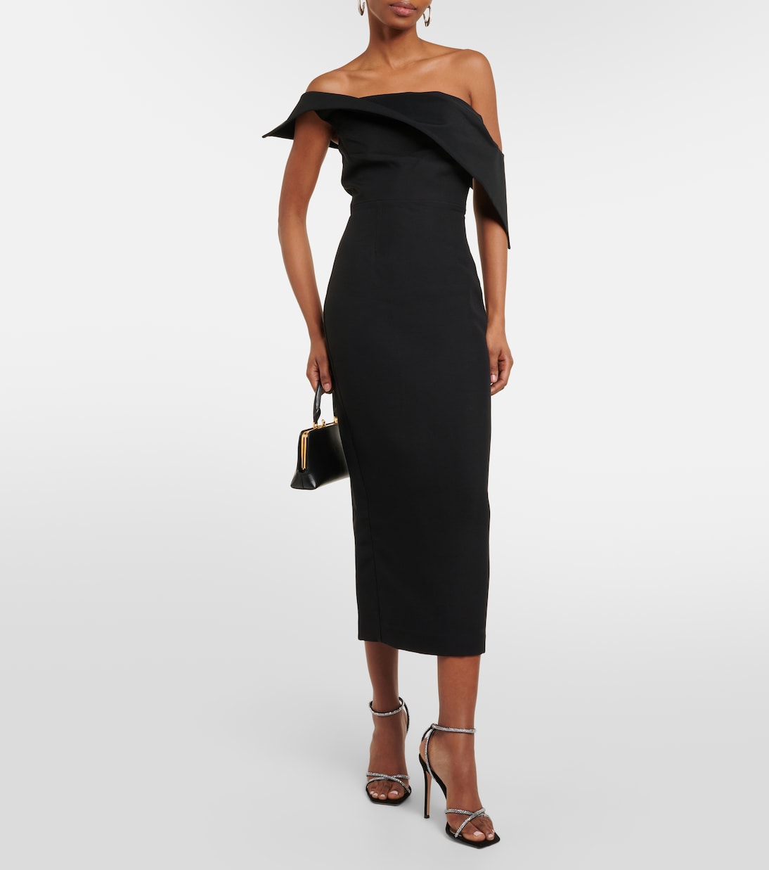 Abito midi asimmetrico in lana e seta | Roland Mouret