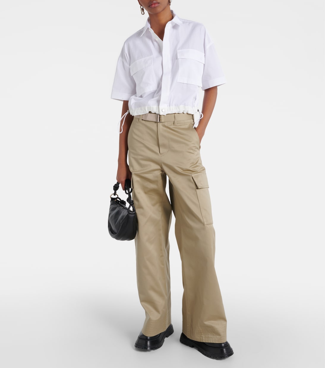 Pantaloni a gamba larga in gabardine di cotone | Sacai