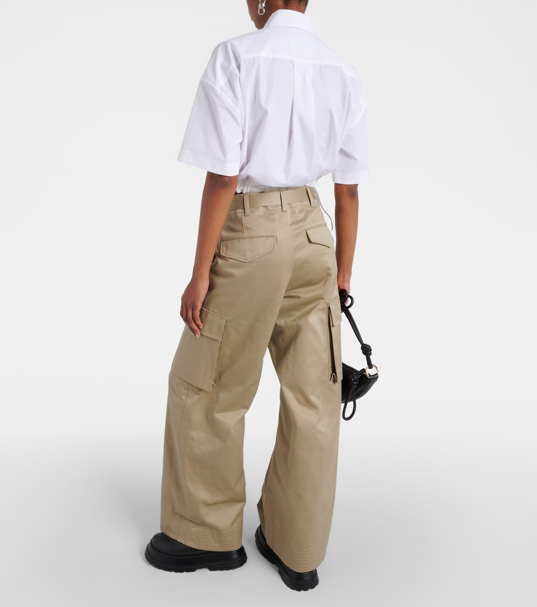 Pantaloni a gamba larga in gabardine di cotone | Sacai