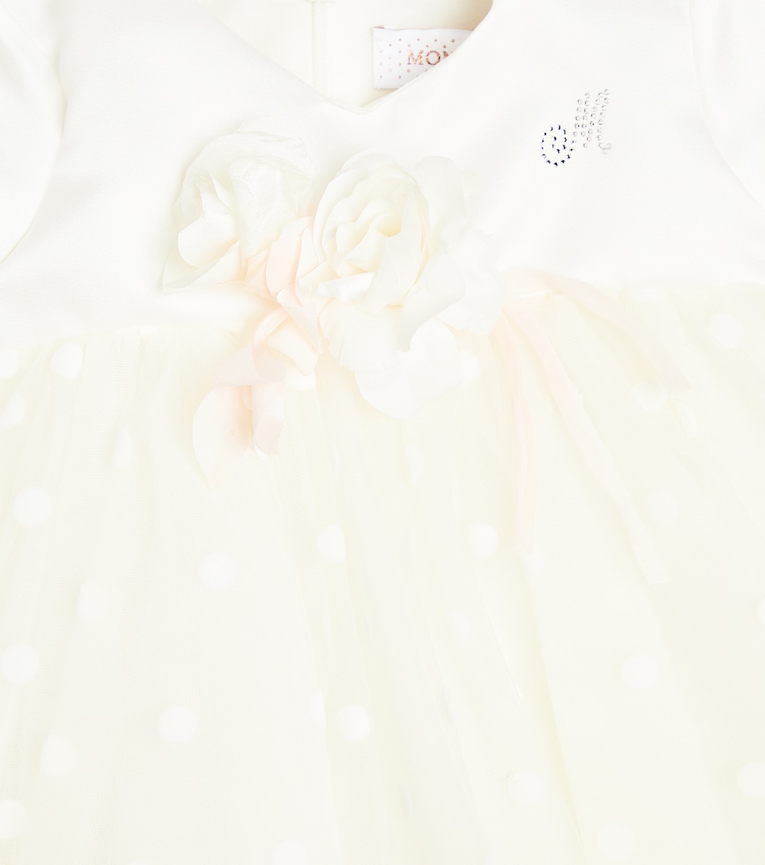 Baby floral-appliqué polka-dot dress | Monnalisa