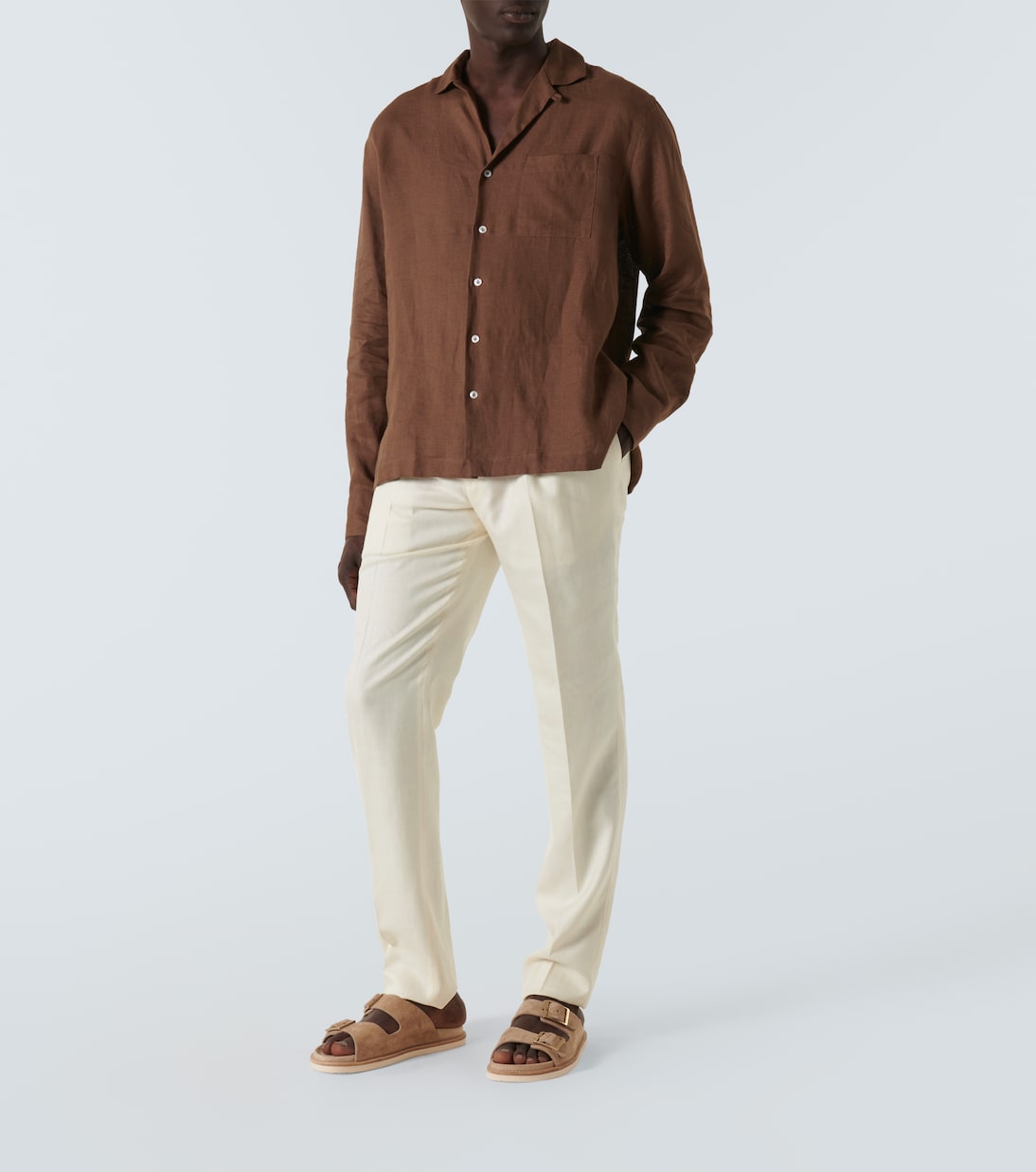 Pantalones tapered de lana, seda y lino | Thom Sweeney