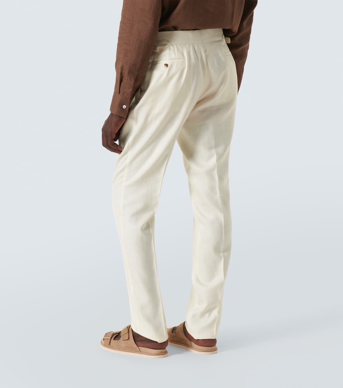 Pantalones tapered de lana, seda y lino | Thom Sweeney