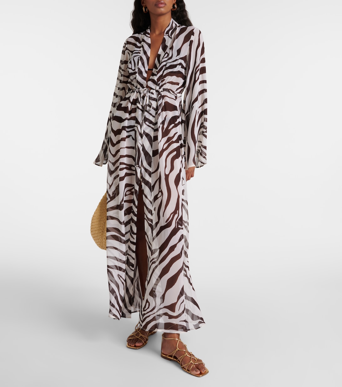 Betty zebra-print chiffon kaftan | Alexandra Miro