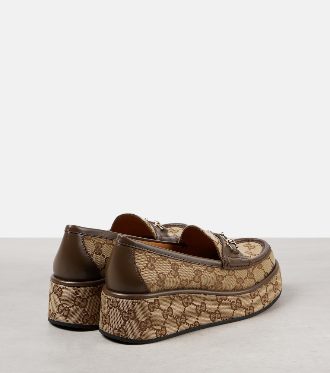 Plateau-Loafers Horsebit GG aus Canvas | Gucci
