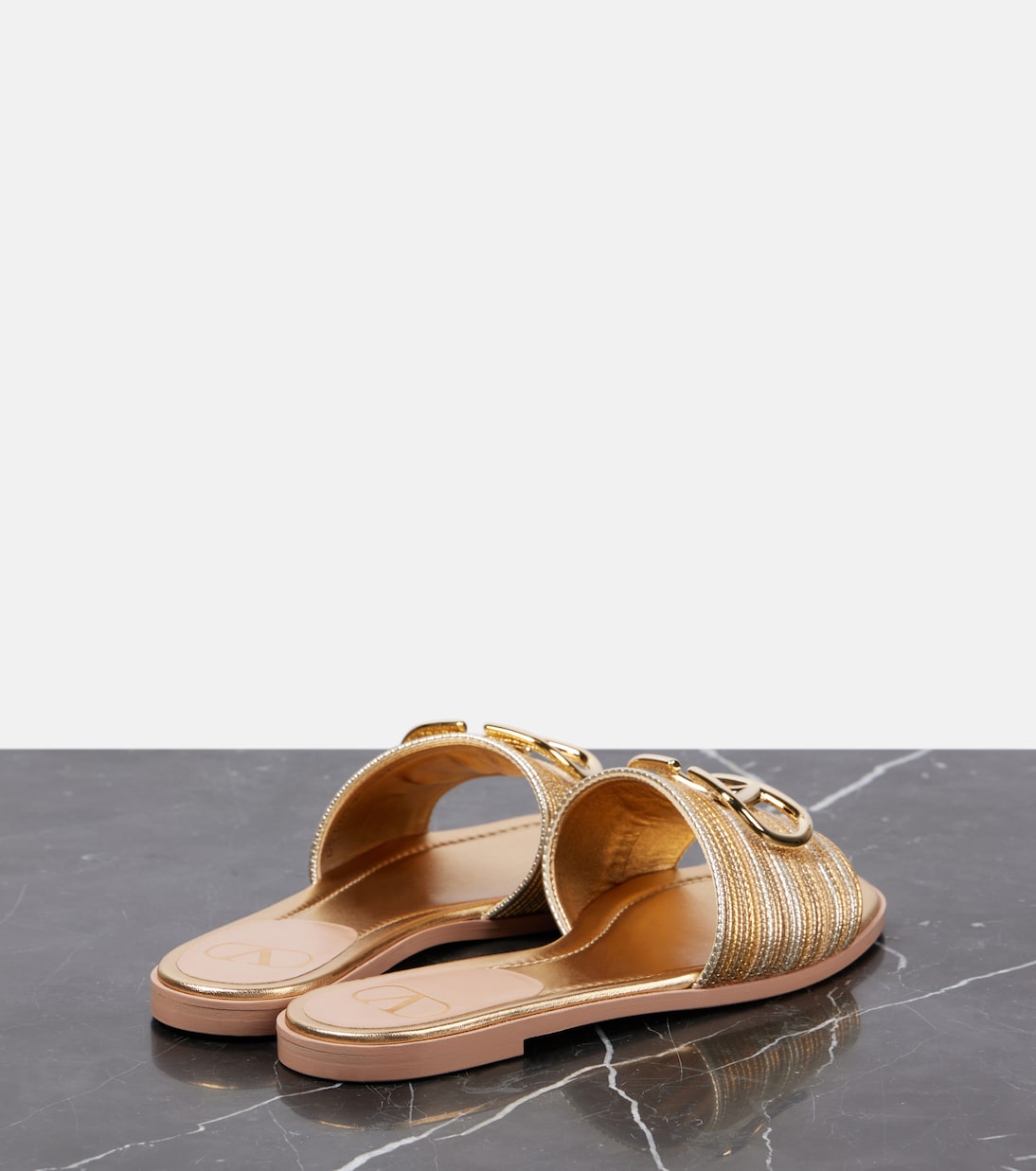 VLogo Signature metallic leather sandals | Valentino Garavani
