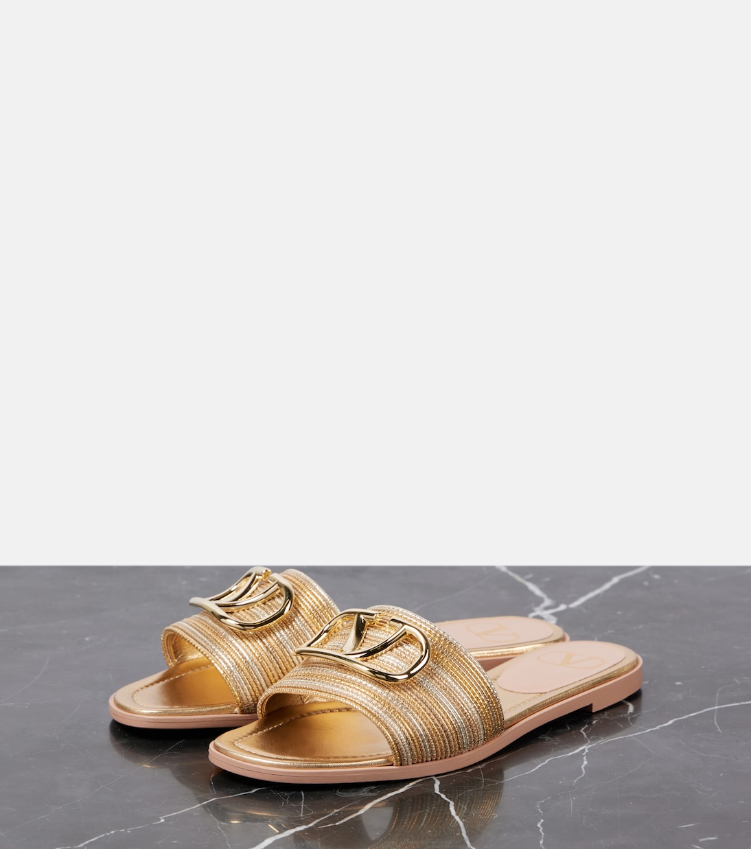 VLogo Signature metallic leather sandals | Valentino Garavani
