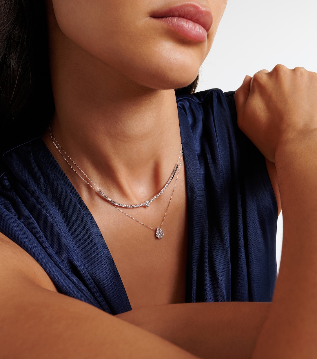 Collier Floating en or blanc 18 ct et diamants | Persée