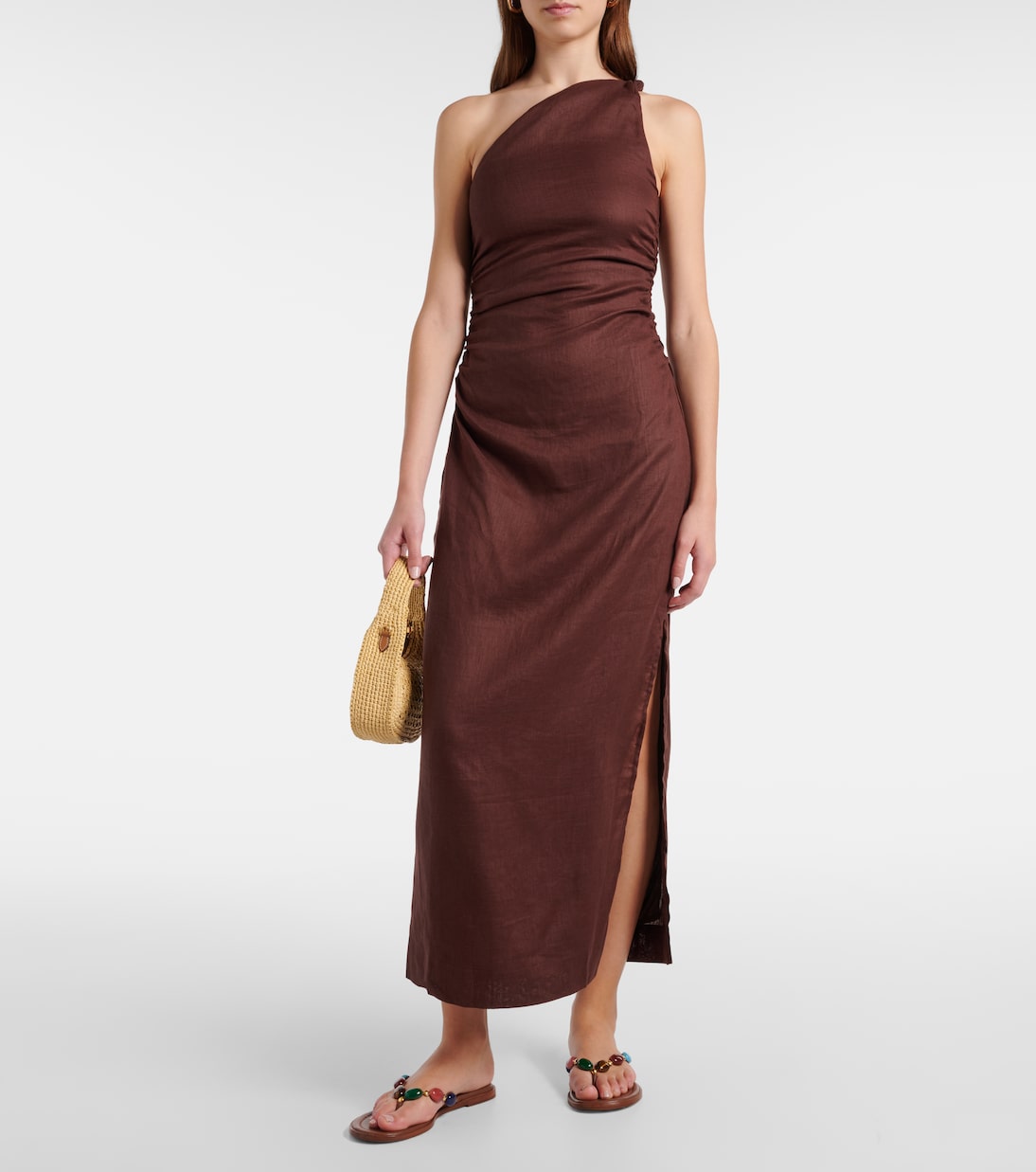 Jomana one-shoulder linen midi dress | Faithfull