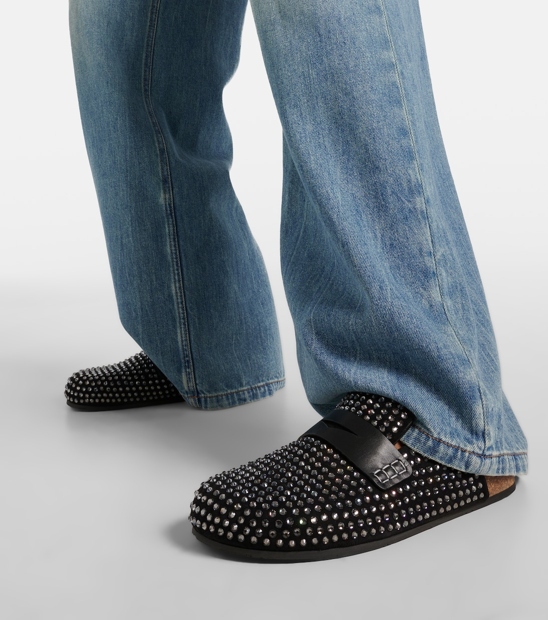 Crystal-embellished suede mules | JW Anderson