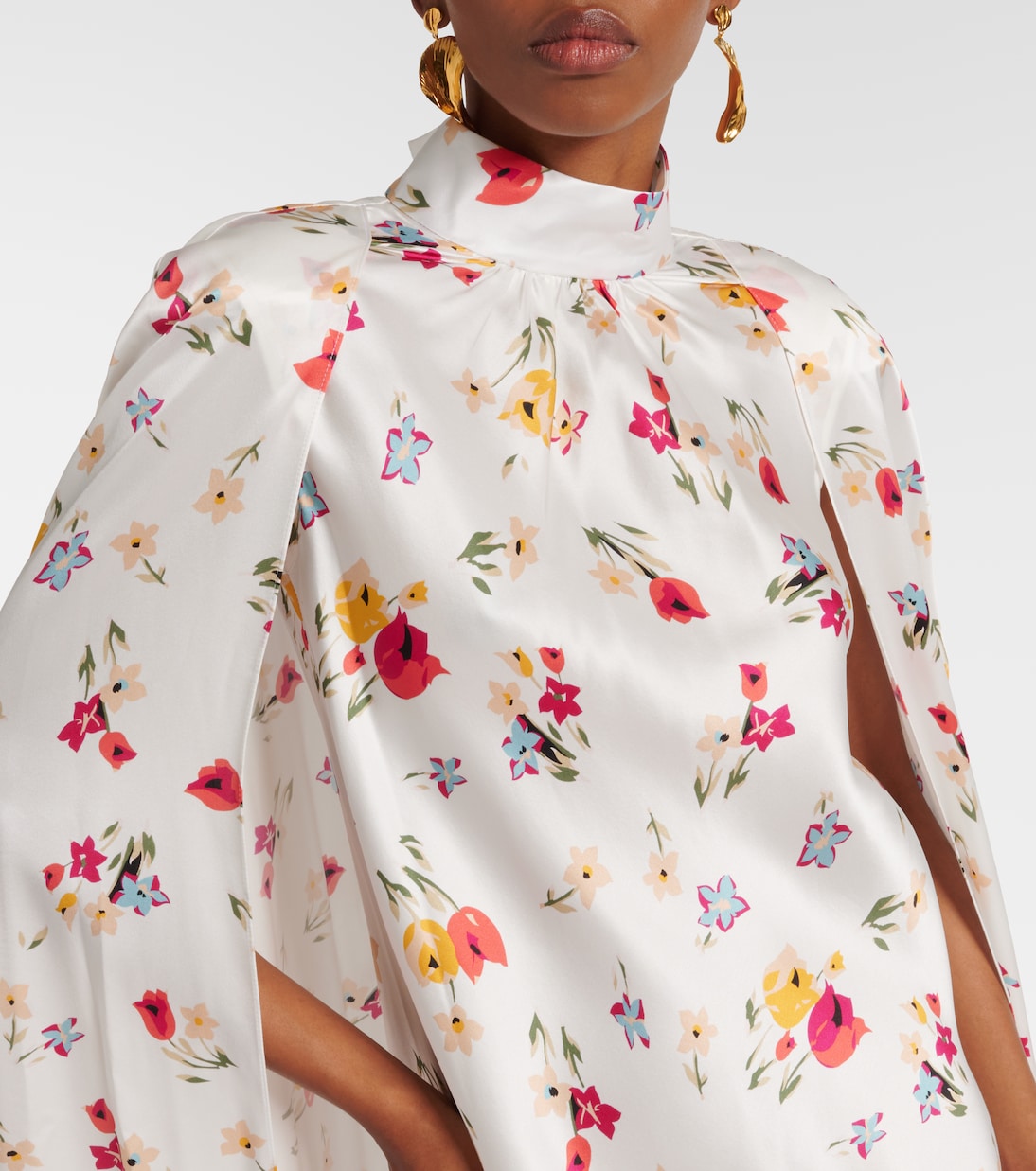 Floral caped silk maxi dress | Rodarte