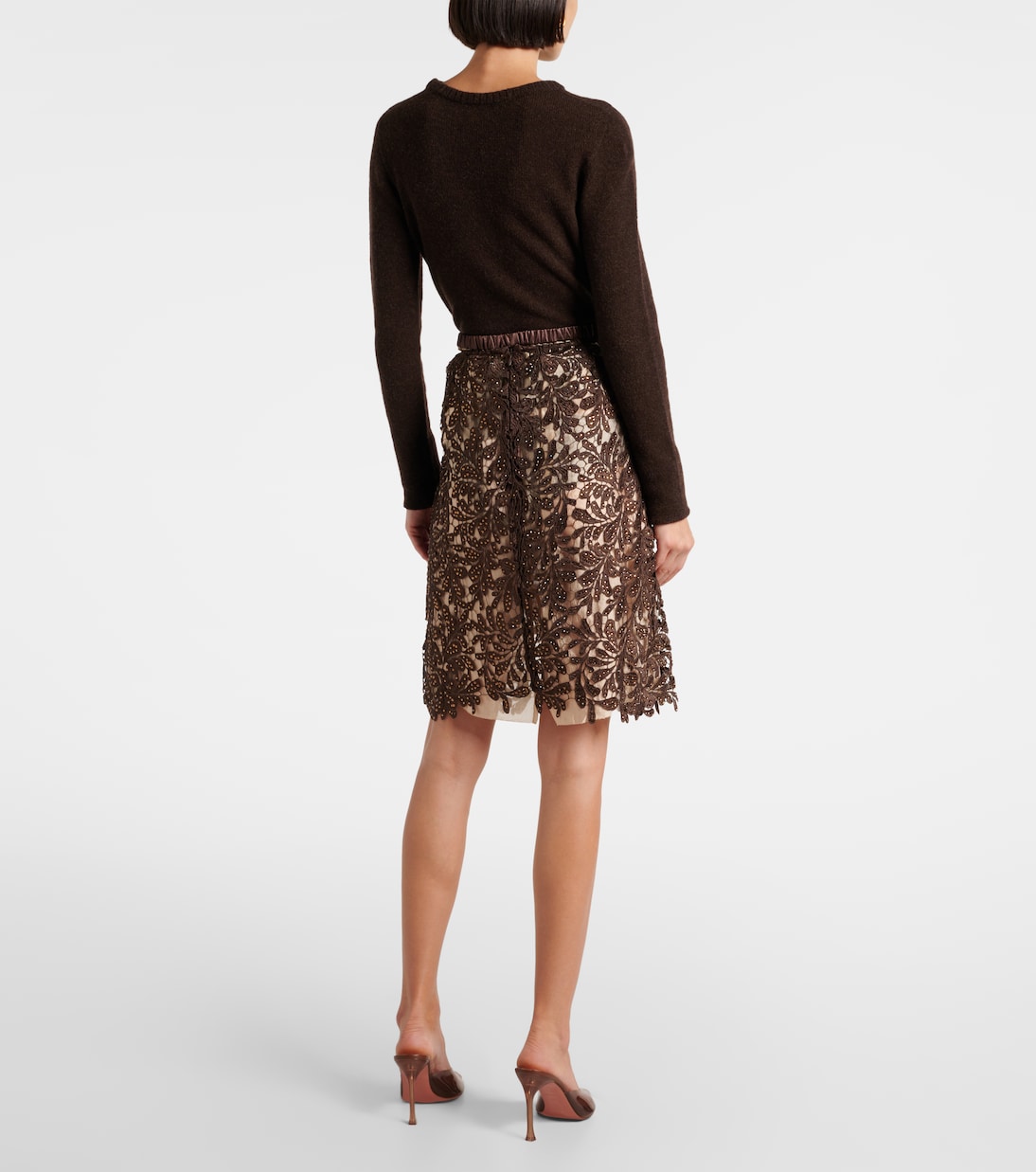 Gonna midi in pizzo floreale | Jacques Wei