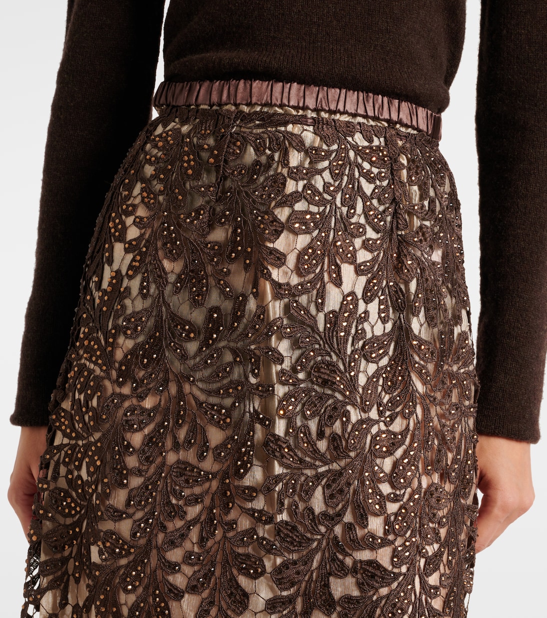 Gonna midi in pizzo floreale | Jacques Wei