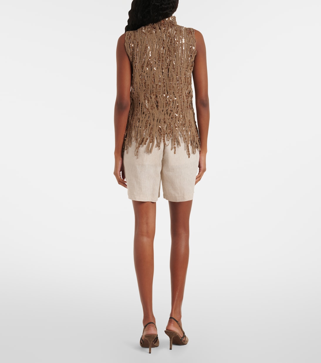 Top in misto cotone con paillettes | Brunello Cucinelli