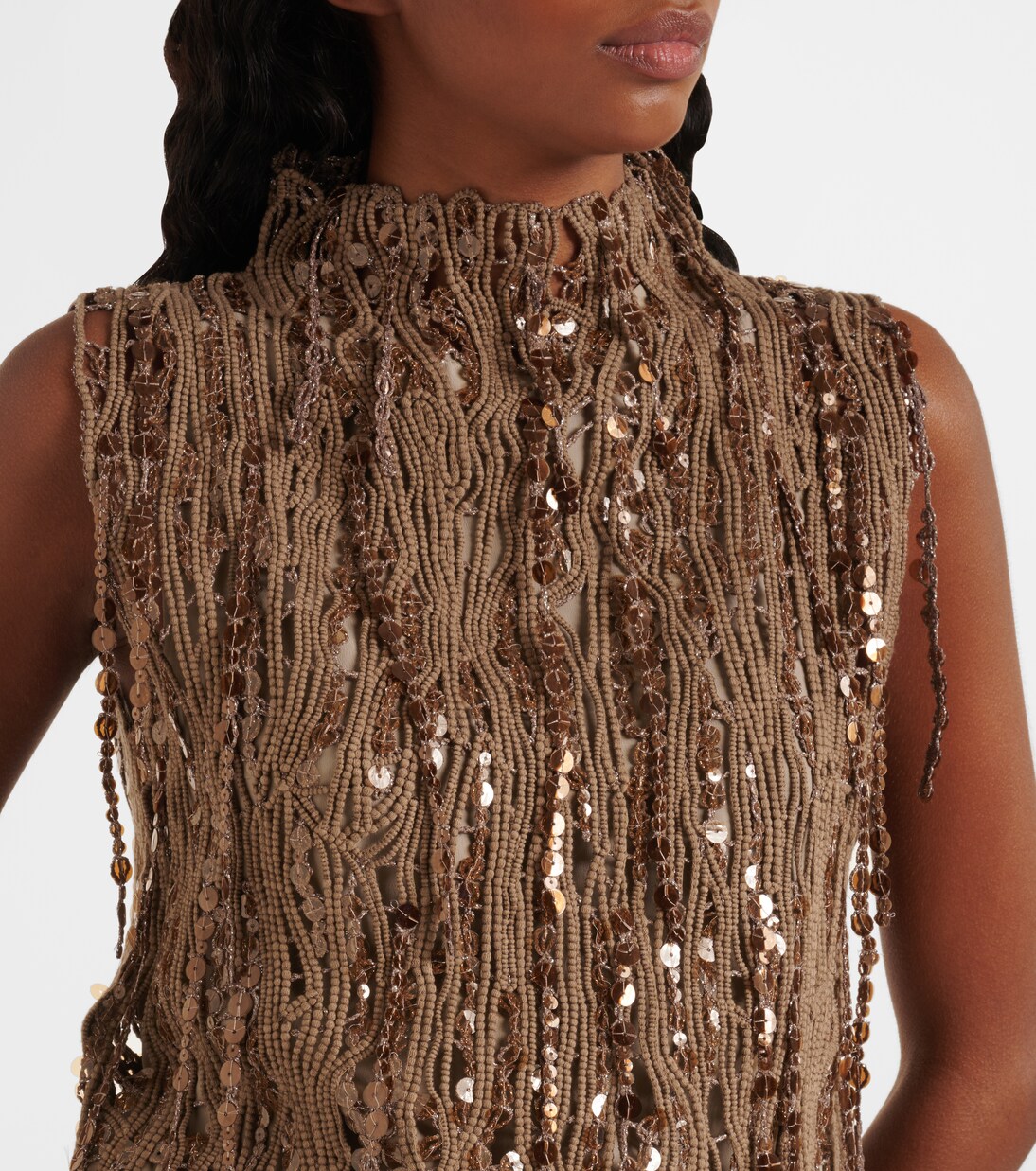 Top in misto cotone con paillettes | Brunello Cucinelli