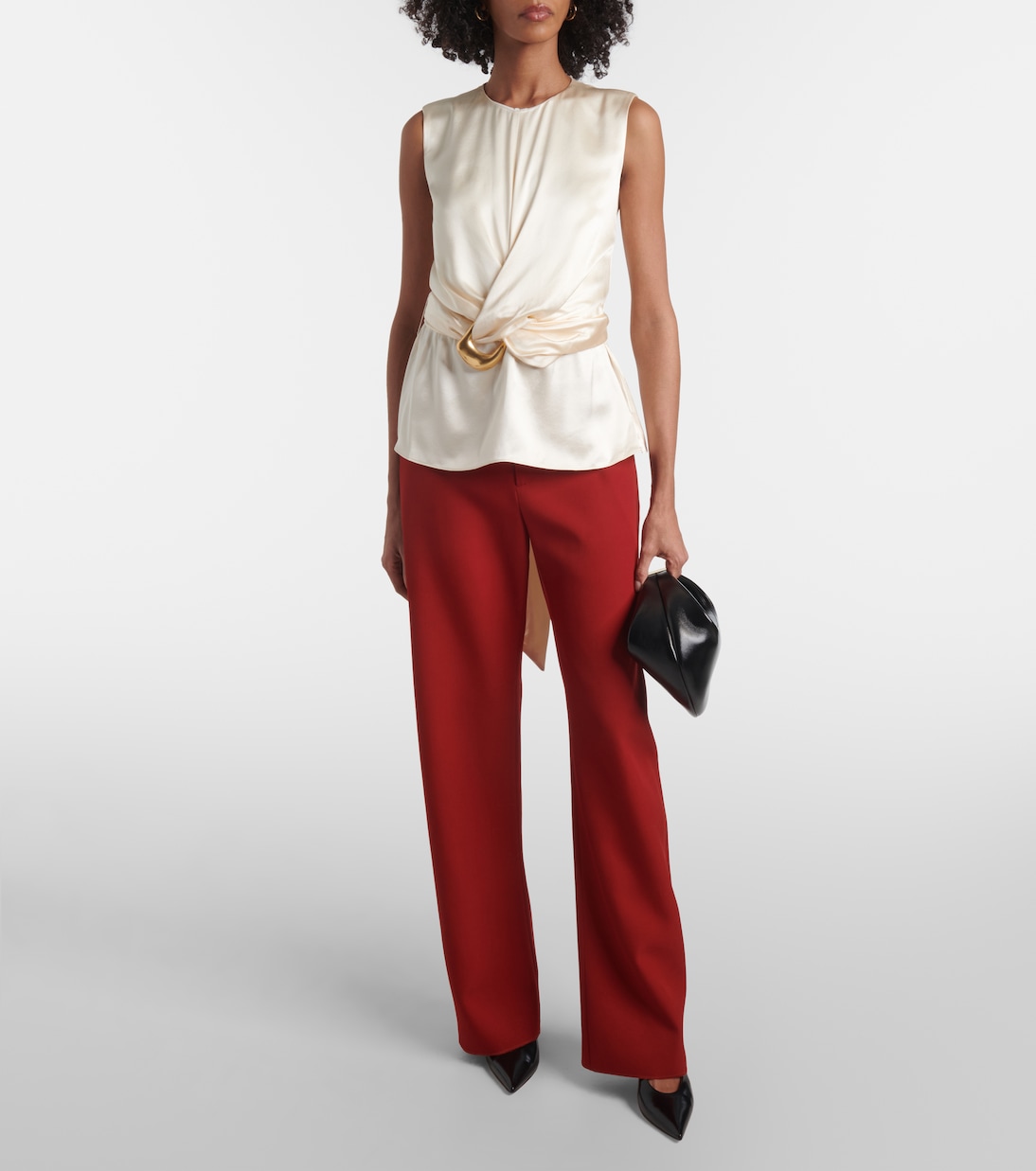 Top Tizzy in seta arricciata con cintura | Altuzarra