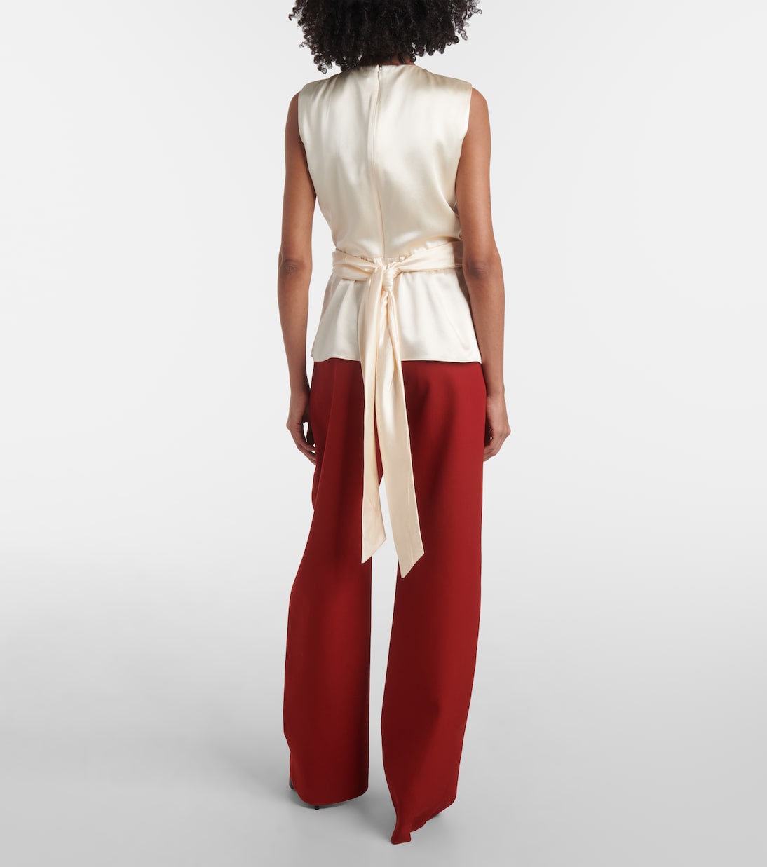 Top Tizzy in seta arricciata con cintura | Altuzarra
