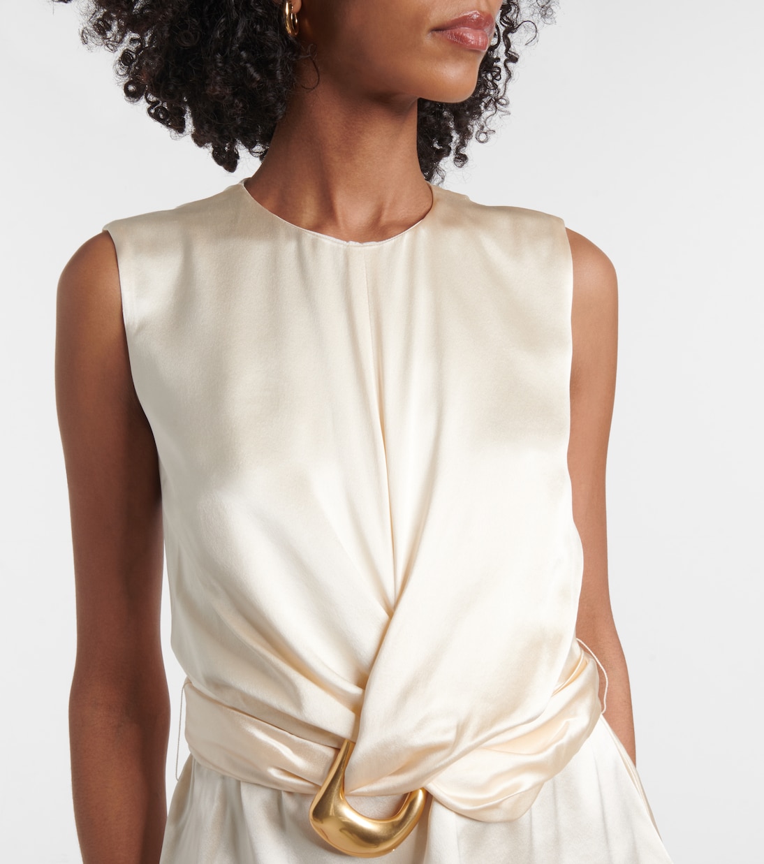 Top Tizzy in seta arricciata con cintura | Altuzarra
