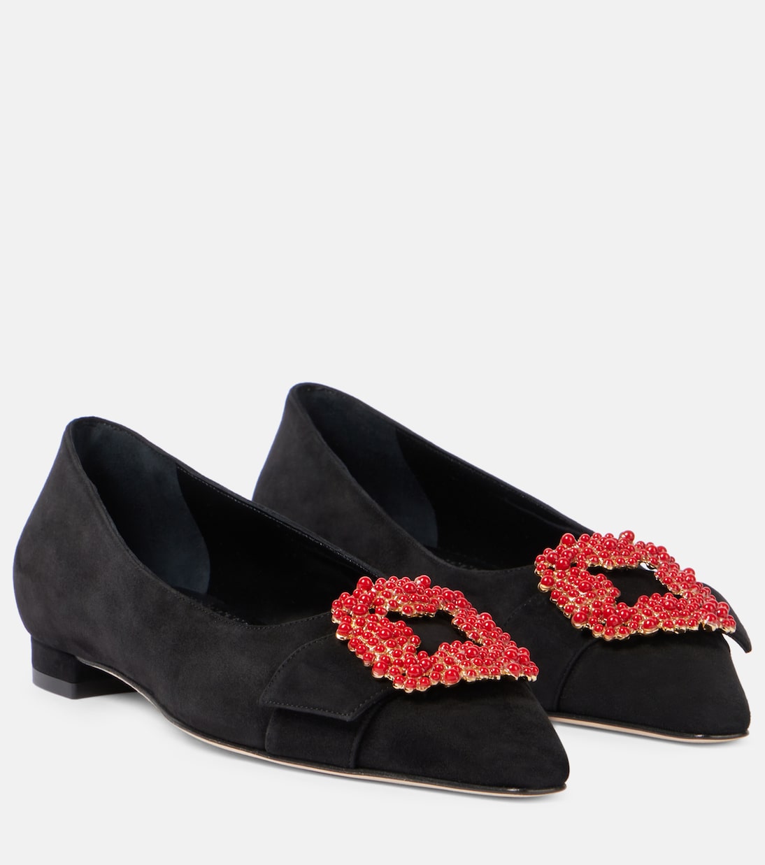 Scarpe ballerine in suede con dettagli decorati di MANOLO BLAHNIK per uno stile giovane e raffinato