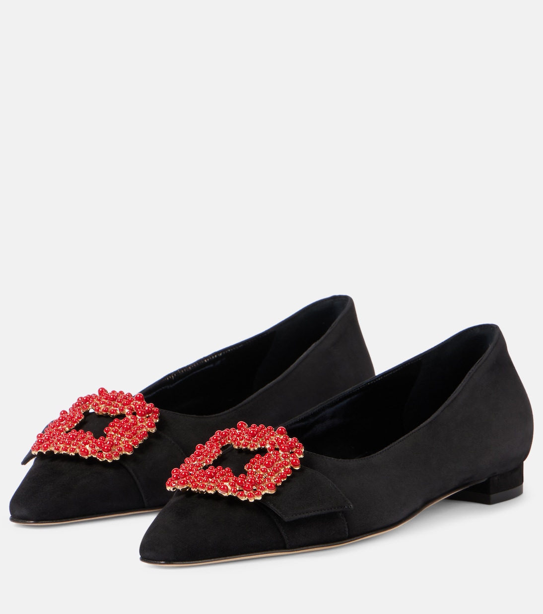 Scarpe ballerine in suede con dettagli decorati di MANOLO BLAHNIK per uno stile giovane e raffinato