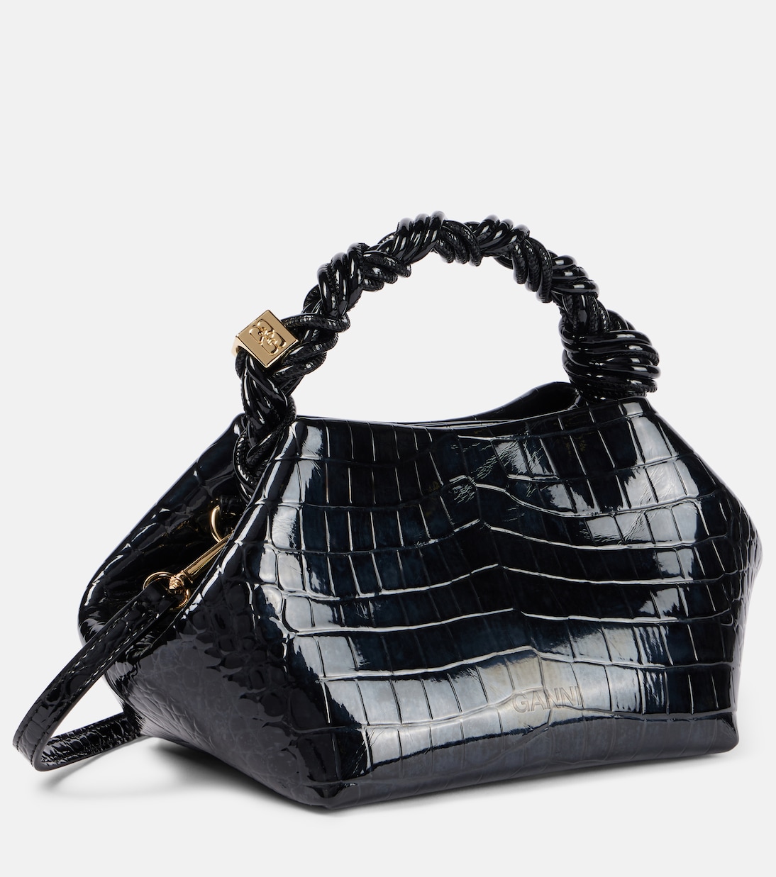 Sac Bou Mini en cuir verni embossé | Ganni