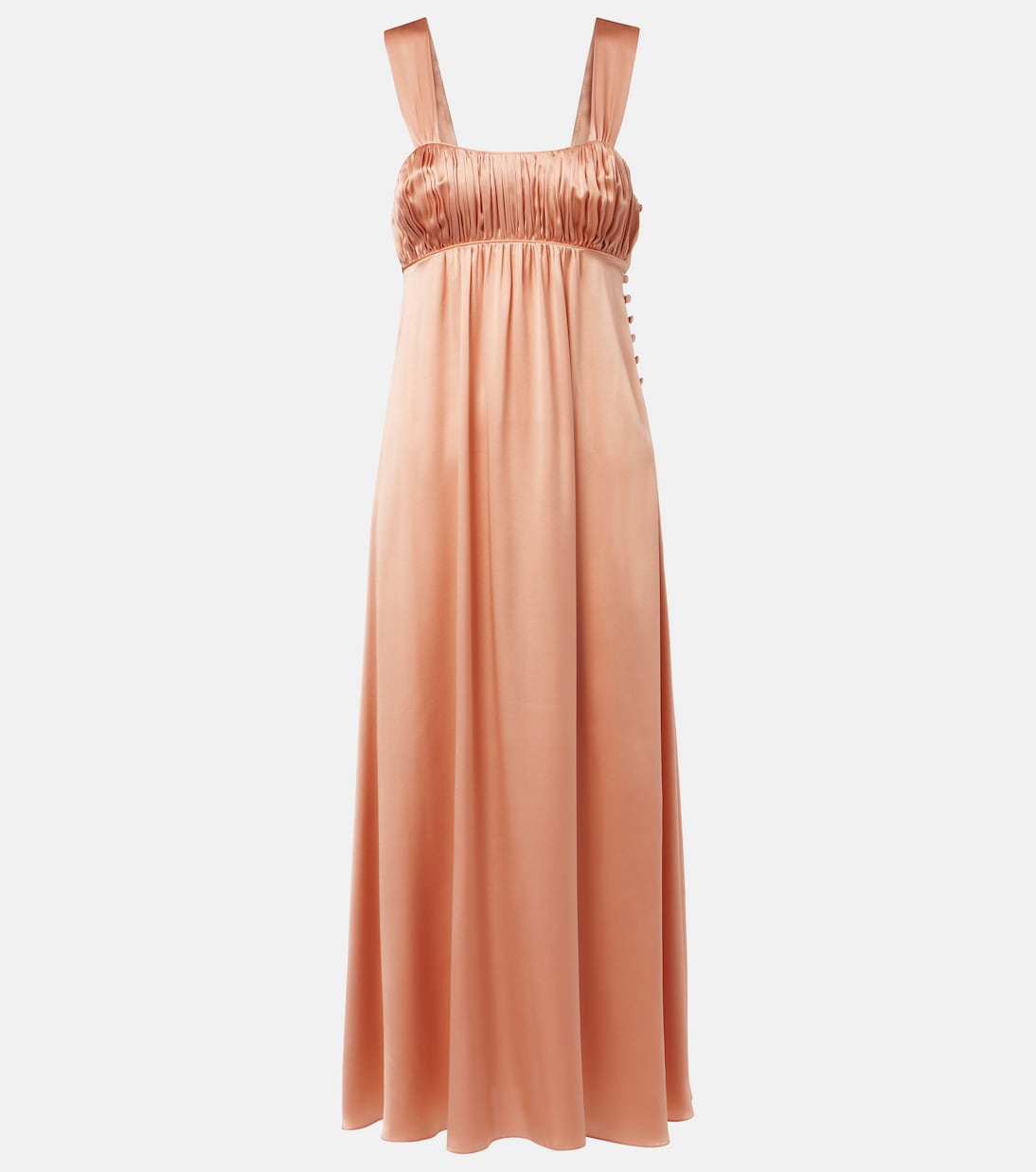 Abito midi in raso di seta con ruches | Chloé