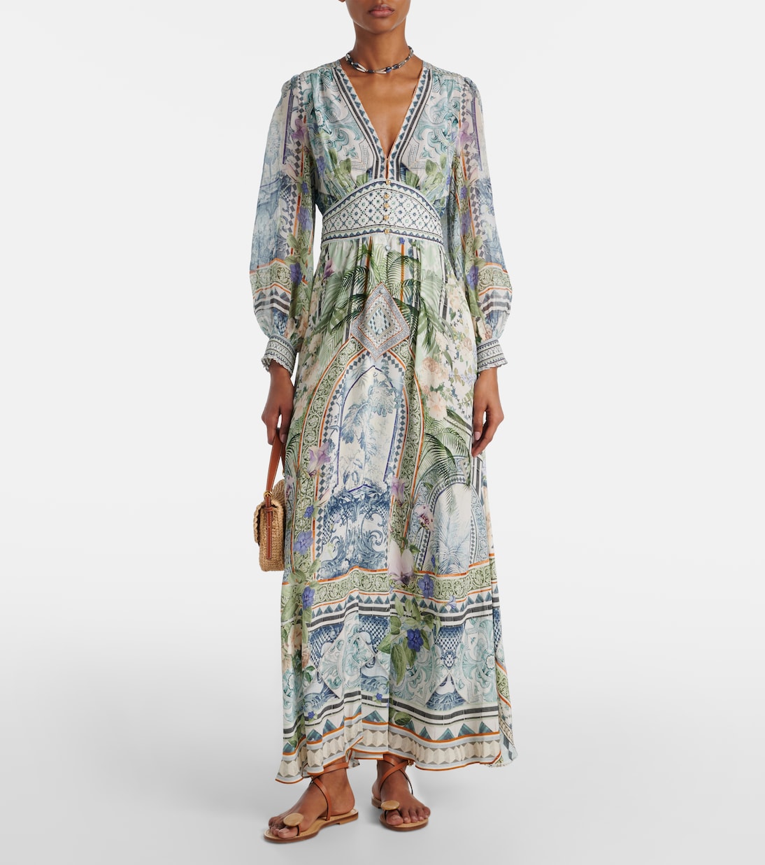Printed silk crêpe maxi dress | Camilla
