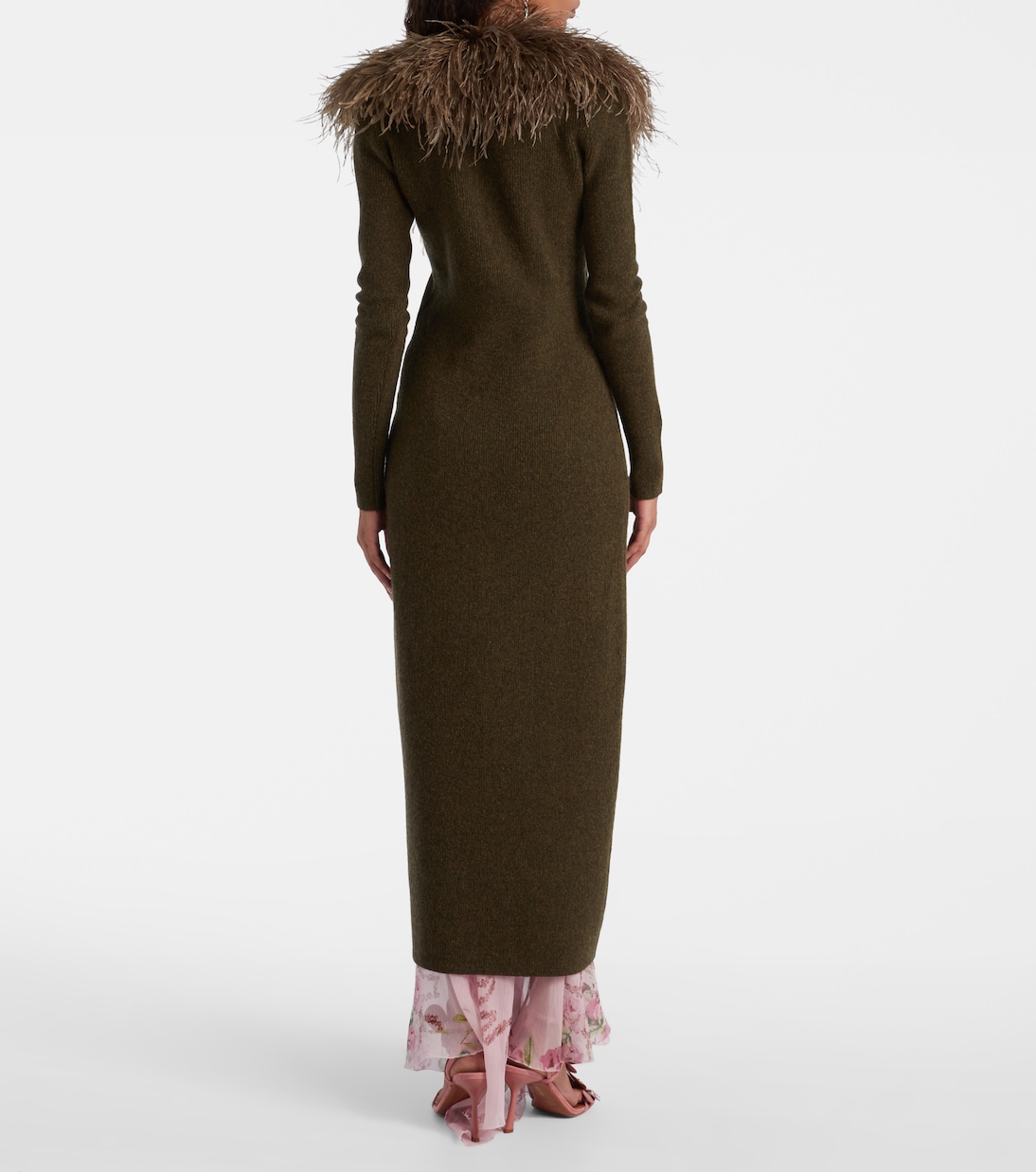 Feather-trimmed wool cardigan | Blumarine