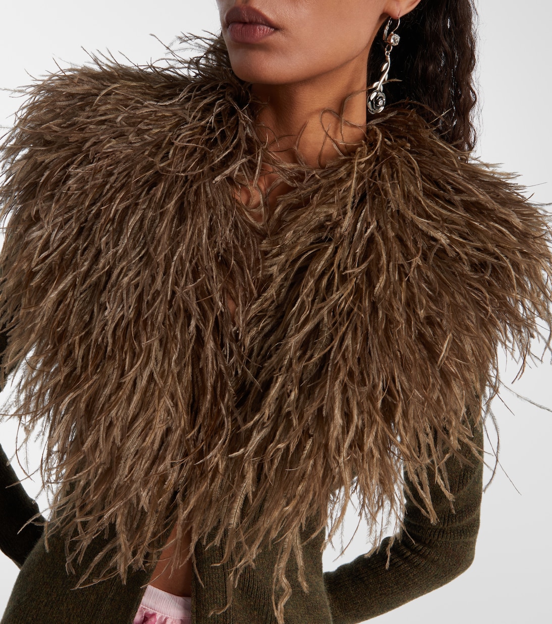 Feather-trimmed wool cardigan | Blumarine