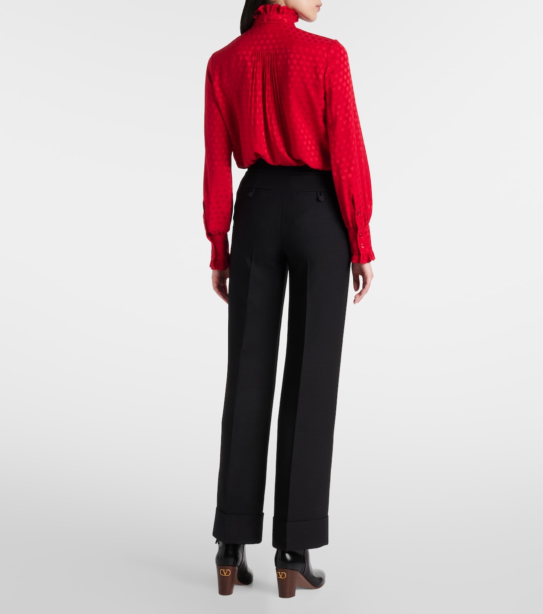 Pantalon ample en laine et soie | Valentino