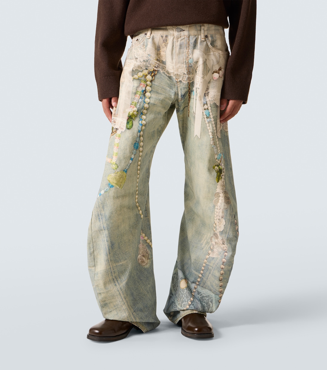 Distressed printed barrel-leg jeans | Acne Studios