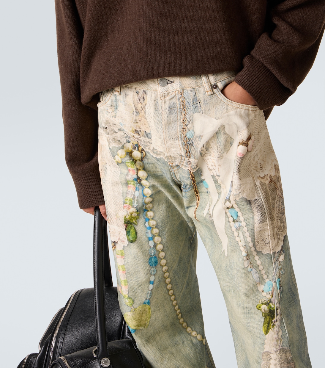 Distressed printed barrel-leg jeans | Acne Studios