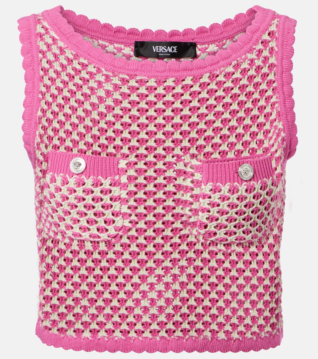 Crop top de croché en mezcla de algodón | Versace