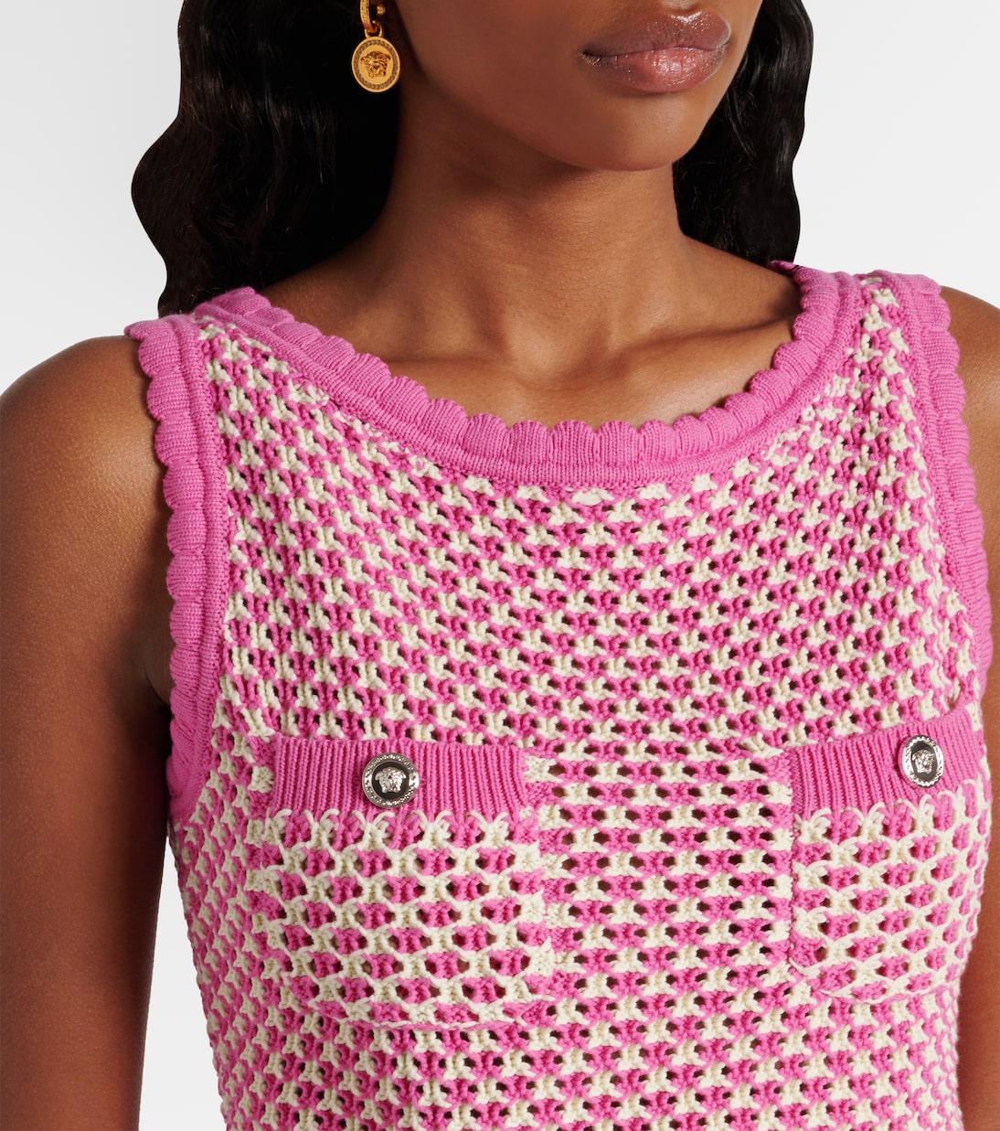 Crop top de croché en mezcla de algodón | Versace