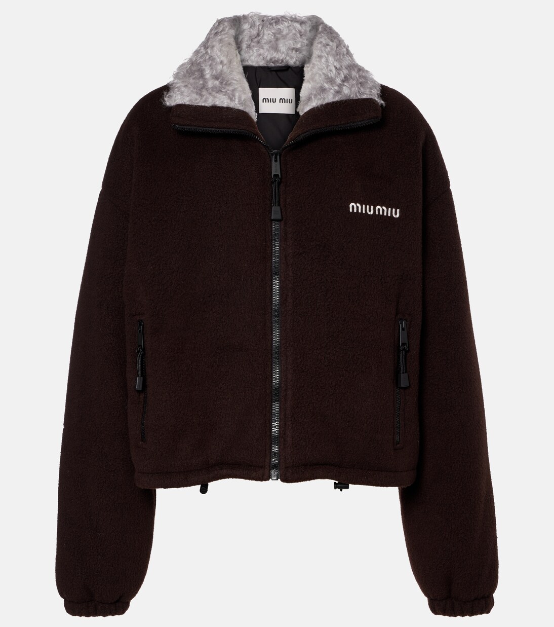 Logo gabardine bomber jacket | Miu Miu