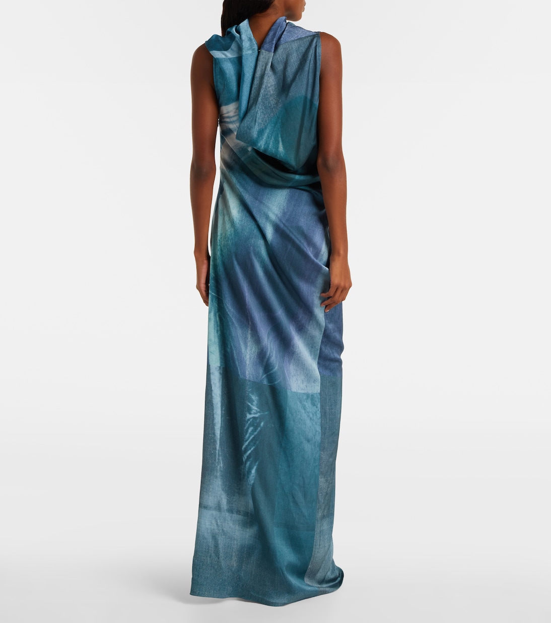 Vestido largo de satén drapeado | Jean Paul Gaultier
