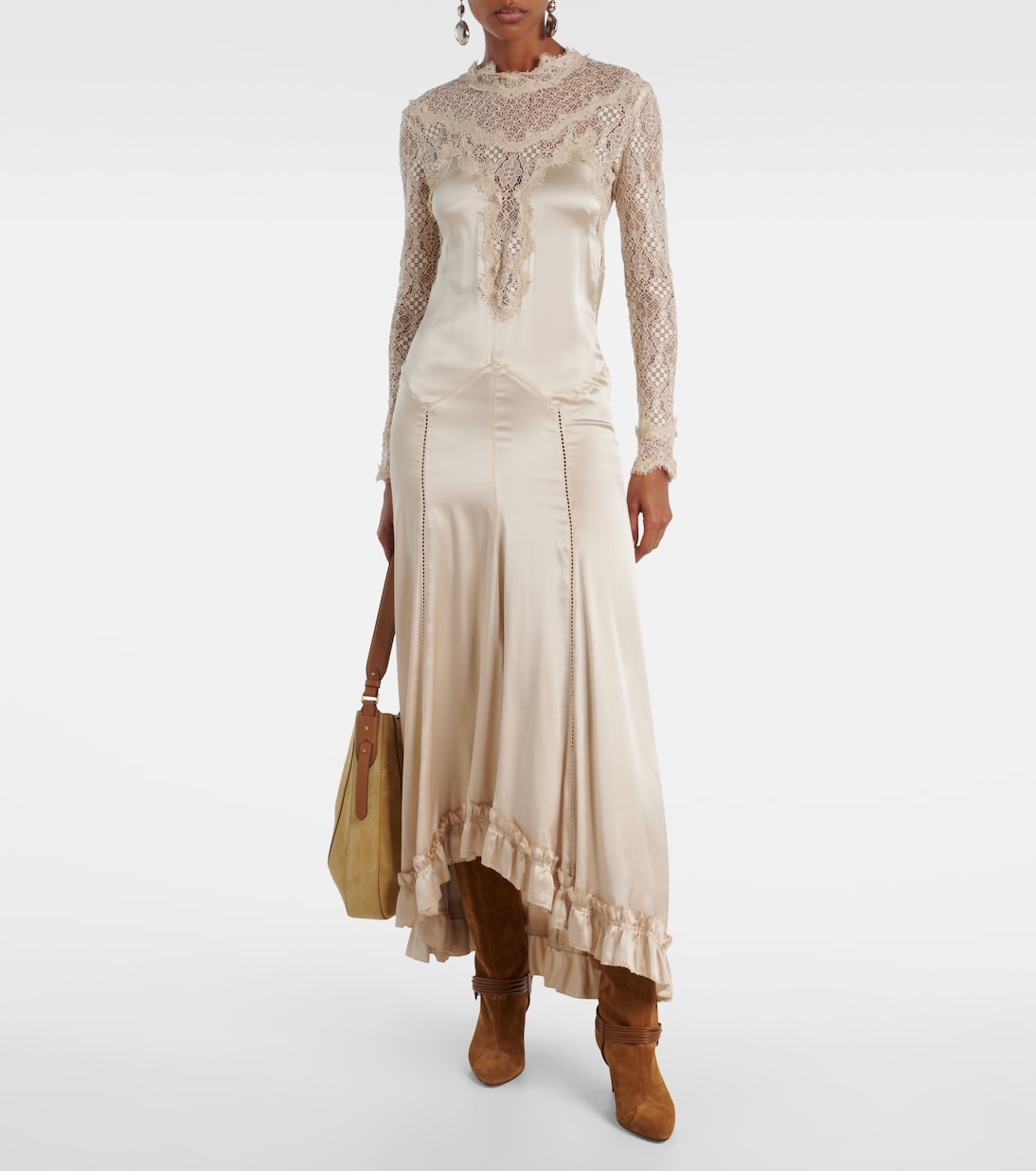Robe longue Dolores en satin de soie mélangée | Isabel Marant