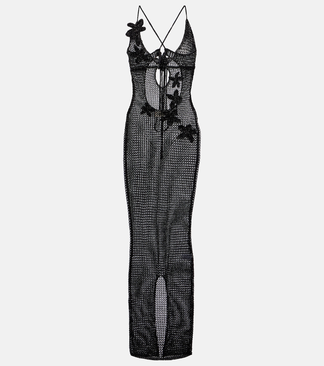 Hilsa open-knit lamé maxi dress | Bananhot