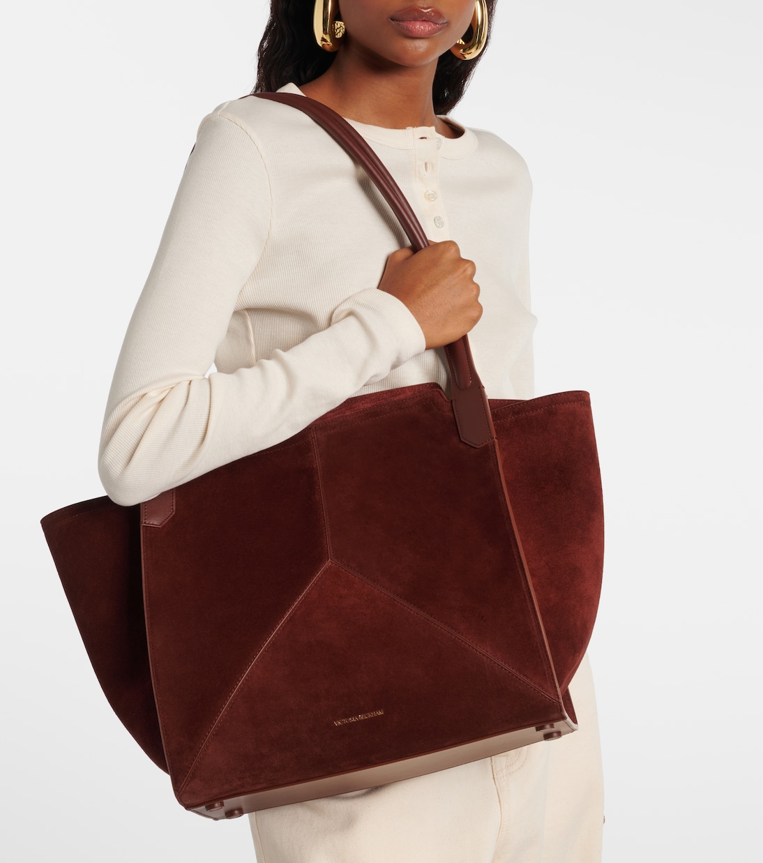 Tote Bag Victoria Small aus Veloursleder | Victoria Beckham
