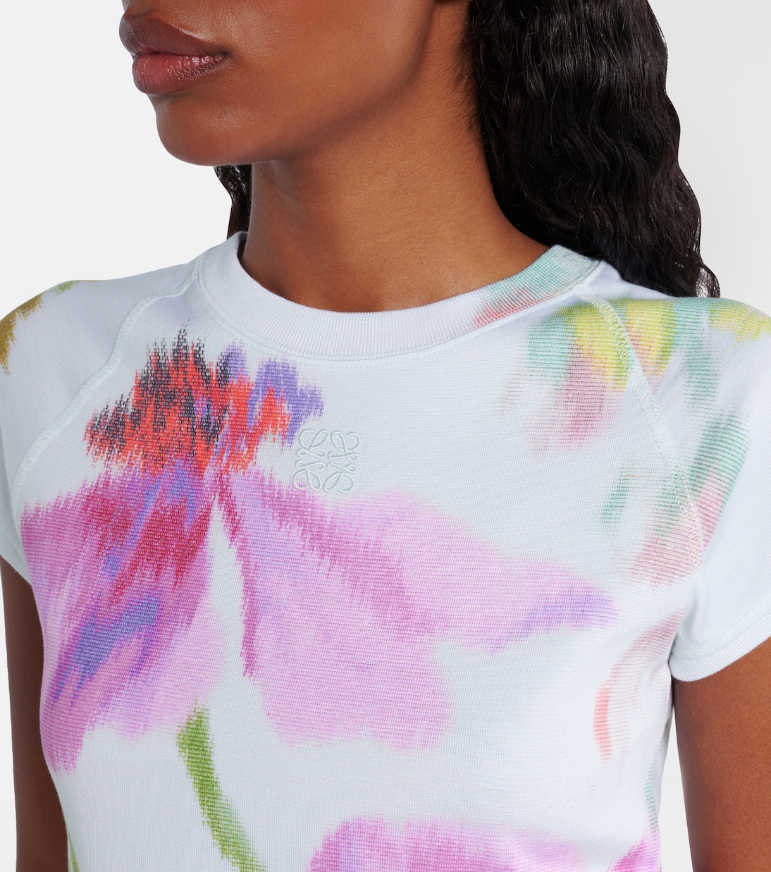 T-shirt en coton mélangé à fleurs | Loewe