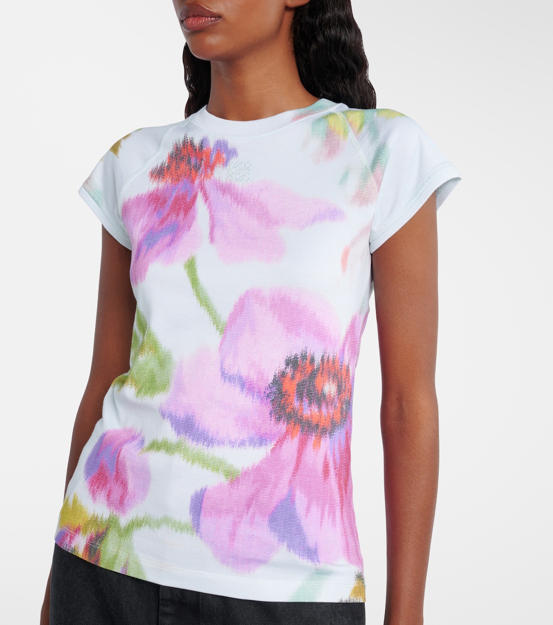 T-shirt en coton mélangé à fleurs | Loewe